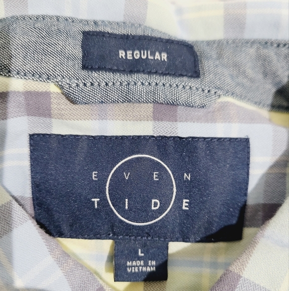 Even Tide Plaid short sleeve button down Shirt 100% Cotton Men's Size Large - Picture 6 of 8